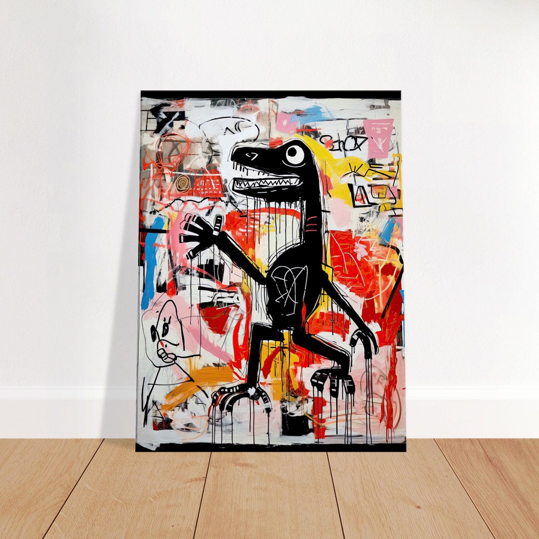 Basquiat Canvas Print: Dinosaur Graffiti Art - Unique