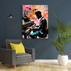 Jazz wall art canvas piano player gifts, pianist jazz poster painting modern art print image 3