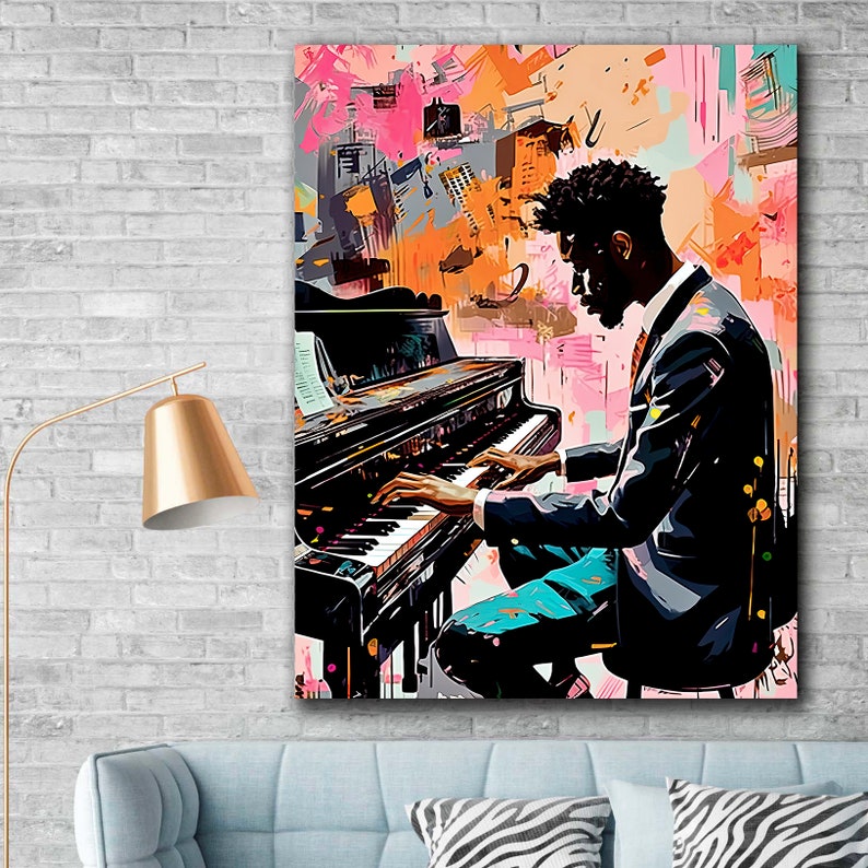 Jazz wall art canvas piano player gifts, pianist jazz poster painting modern art print image 8