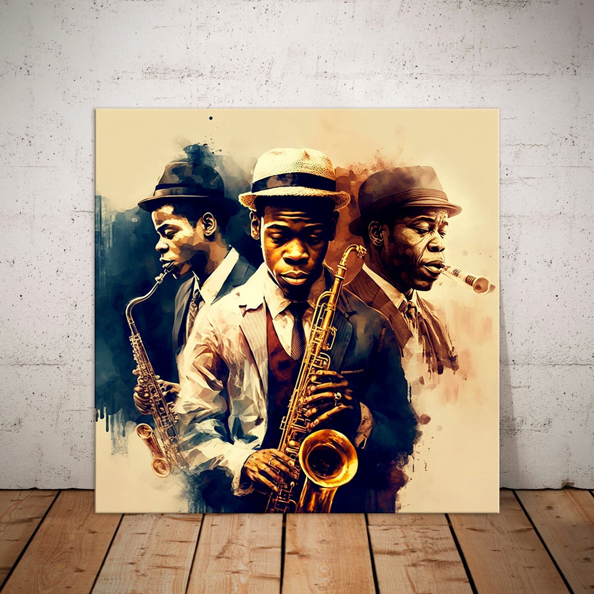 Jazz wall art canvas saxophone player, jazz poster vintage wall decor for musician gift