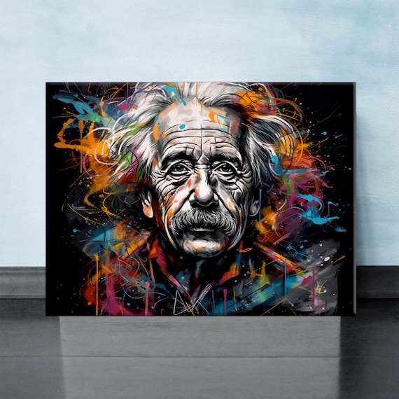 Albert Einstein Graffiti Portrait - Celebrity Decorative Canvas