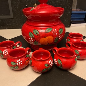 Vintage Bowle Becher & 6 Tassen Wächtersbach Wächtersbach West Germany