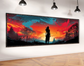 Lady Sunset, Panoramic Poster, Multiple Designs