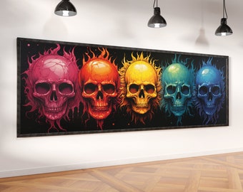 Rainbow Skulls, Panoramic Poster, Multiple Designs