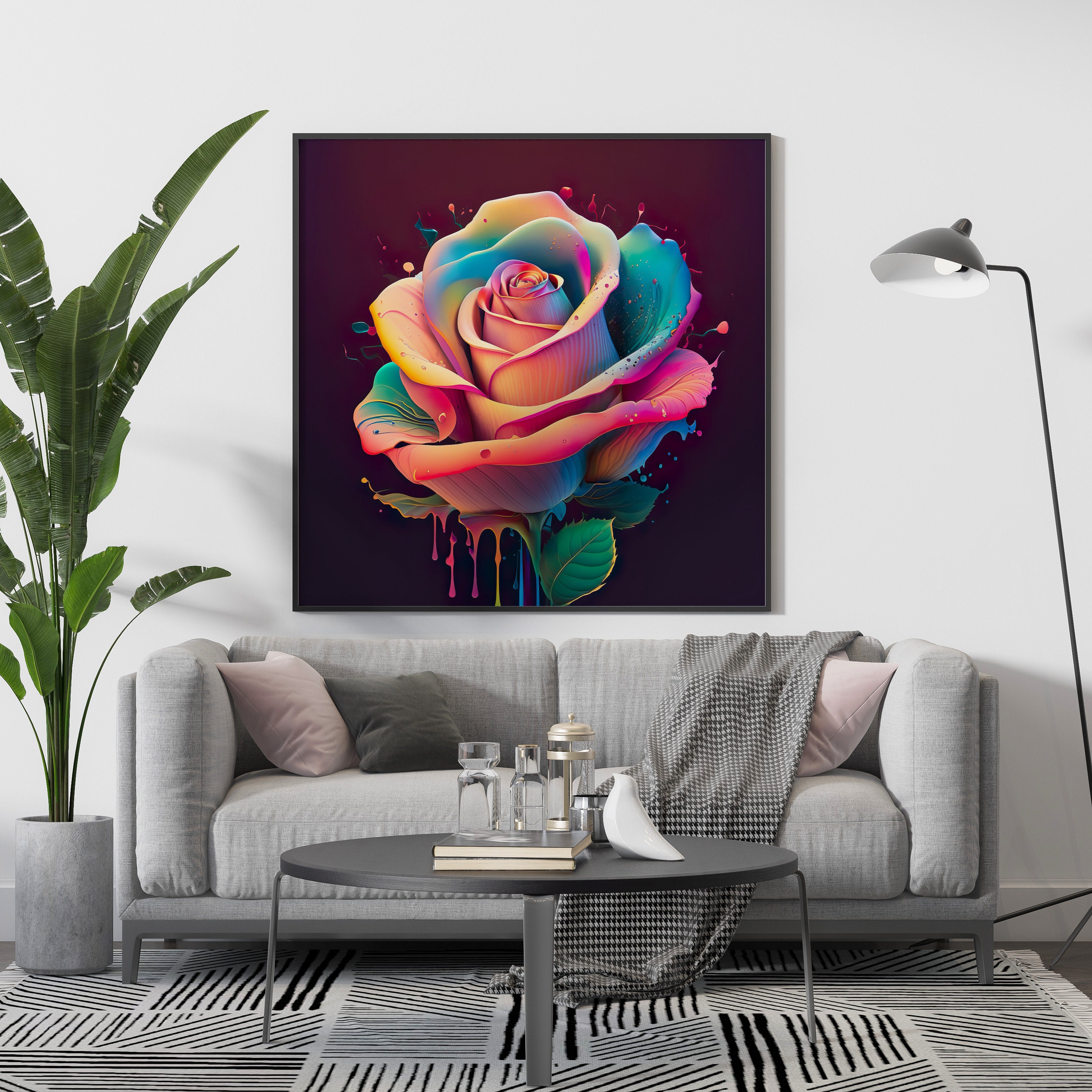 Wall Art Pink Rose Printable - Etsy