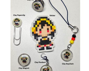 Baratijas de arcilla polimérica hechas a mano de SpyxFamily Yor Forger / Mini imán para pin, llavero, clip, colgante, marcapáginas, llavero artesanal, 1 unidad