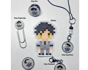 Abalorio de arcilla polimérica de Zayne hecho a mano con diseño de Love & Deepspace / Mini pin magnético LADS, llavero con clip, colgante para teléfono, marcapáginas, llavero artesanal