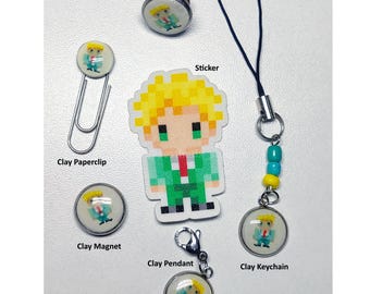Llavero con forma de pin de arcilla polimérica, hecho a mano, con clip, marcapáginas y llavero artesanal (1 unidad)