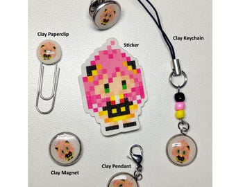 Baratijas de arcilla polimérica hechas a mano de SpyxFamily Anya Forger / Mini imán para pin, llavero, clip, colgante, marcapáginas, llavero artesanal (1 unidad)