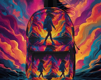 Psychedelischer Neonfrauen-Rucksack - künstlerisches Spritzen! | Splash Art Rucksack | Schillernder Rucksack | Rucksack mit Bewegungseffekt