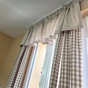 Farmhouse Gingham Curtains 14 Colors, Custom Short or Long Buffalo Check Curtain Panels, Country Cottage Living Room, Kitchen Checker Drapes