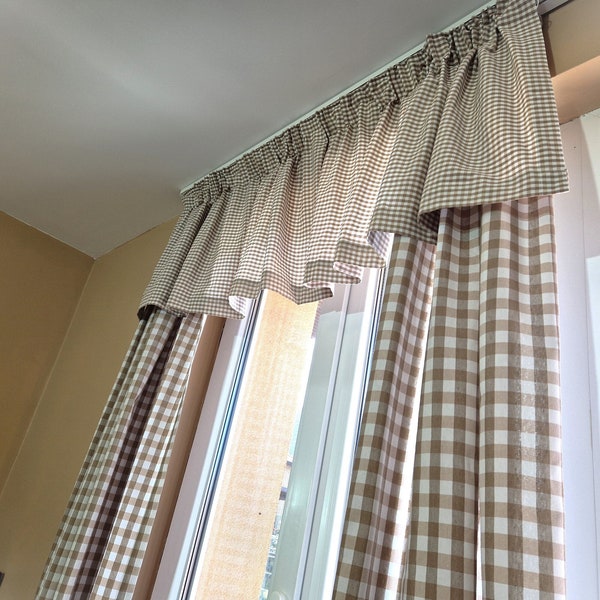 Farmhouse Gingham Curtains 14 Colors, Custom Short or Long Buffalo Check Curtain Panels, Country Cottage Living Room, Kitchen Checker Drapes