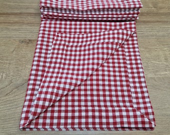 Red Gingham Cotton Table Napkins, Checkered Farmhouse Dinner Napkin Set