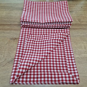 Set di tovaglioli da tavola in tessuto a quadretti rossi, tovaglioli da cena in cotone a quadretti di dimensioni e colori personalizzati, regalo per hostess in stile fattoria di Natale