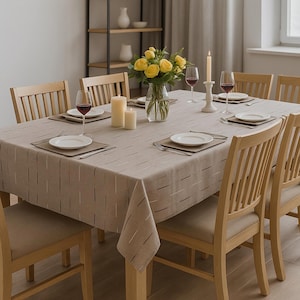 Chocolate Brown Striped Tablecloth, Large Custom Size-Round, Oval, Square, Rectangular Ticking Table Cloth