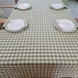 Retro Checker Tablecloth Many Colors, Custom Gingham Plaid Table Cloth Round Oval Rectangle Square, Check Table Cover for Kitchen Dining imagen 10