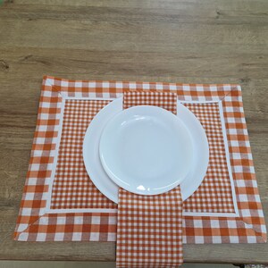 Reversible Gingham Placemat Set: Farmhouse Checkered Cotton, 14 Colors immagine 8