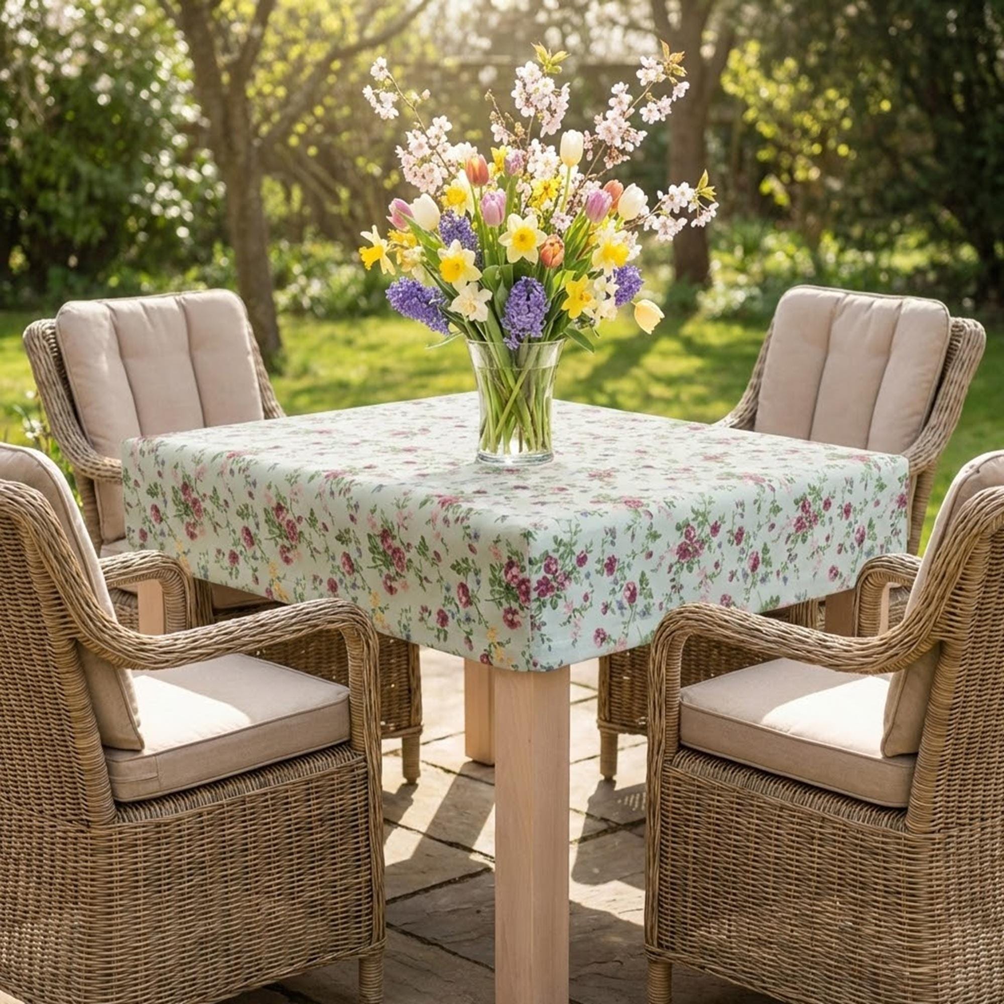 DAKEUR Tovaglia Ricamata Tavolino in Pizzo Europeo, Rosa, 130x180 cm, Floreale, Compleanno, Reversibile, Poliestere, Rettangolare, Decorazione Per