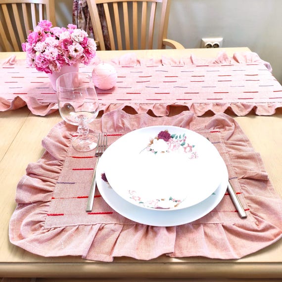 Set Di 6 Tovagliette Rotonde Rosa Glitter – Lavabili E Termiche – Per Cucina E Bambini – In Poliestere