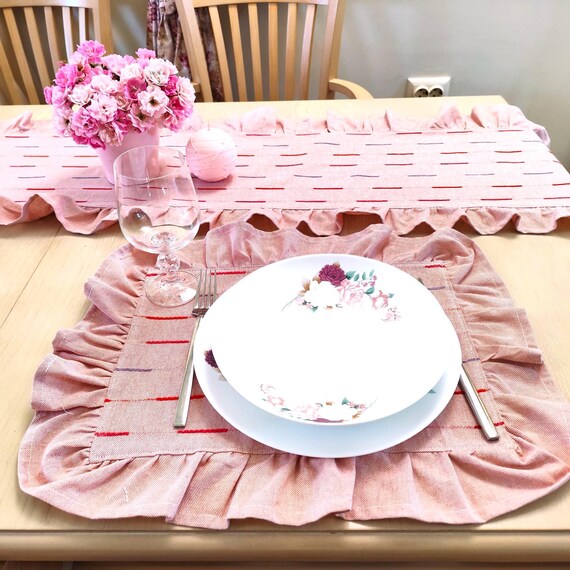 Set Di 6 Tovagliette Rotonde Rosa Glitter – Lavabili E Termiche – Per Cucina E Bambini – In Poliestere