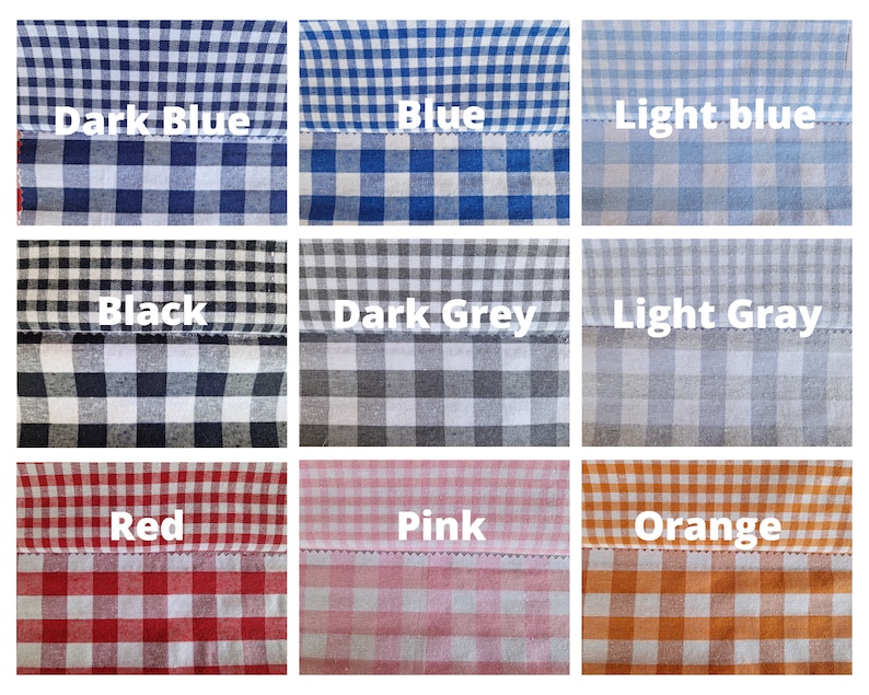 Reversible Gingham Placemat Set: Farmhouse Checkered Cotton, 14 Colors immagine 5