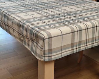 Fitted Plaid Tablecloth: Woven Cotton Canvas, Stain Resistant