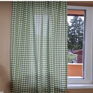Farmhouse Buffalo Check Curtains 14 Colors, Custom Short or Long Gingham Plaid Curtain Panels, Country Cottage Kitchen Checkered Drapes