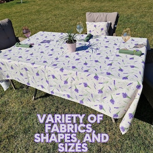 Spring Tablecloth with Lavender Flowers, Custom Small or Extra-Large Floral Purple Table Cloth, French Provence Romantic Style Home Decor