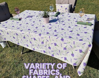Mantel de primavera con flores de lavanda, mantel púrpura floral pequeño o extra grande personalizado, decoración del hogar de estilo romántico de la Provenza francesa