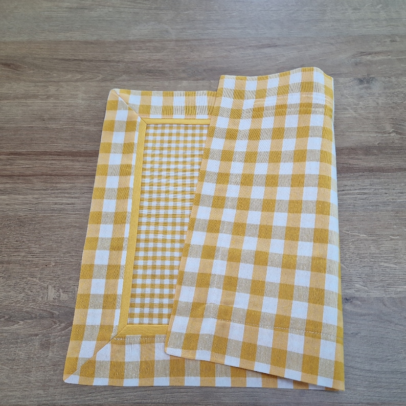 Reversible Gingham Placemat Set: Farmhouse Checkered Cotton, 14 Colors immagine 2