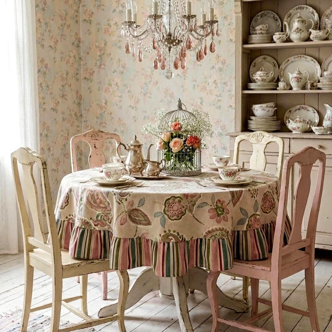 Table Ruffles Floral Paisley Table Cloth With Ruffles, Custom Size Ruffle Tablecloth ...