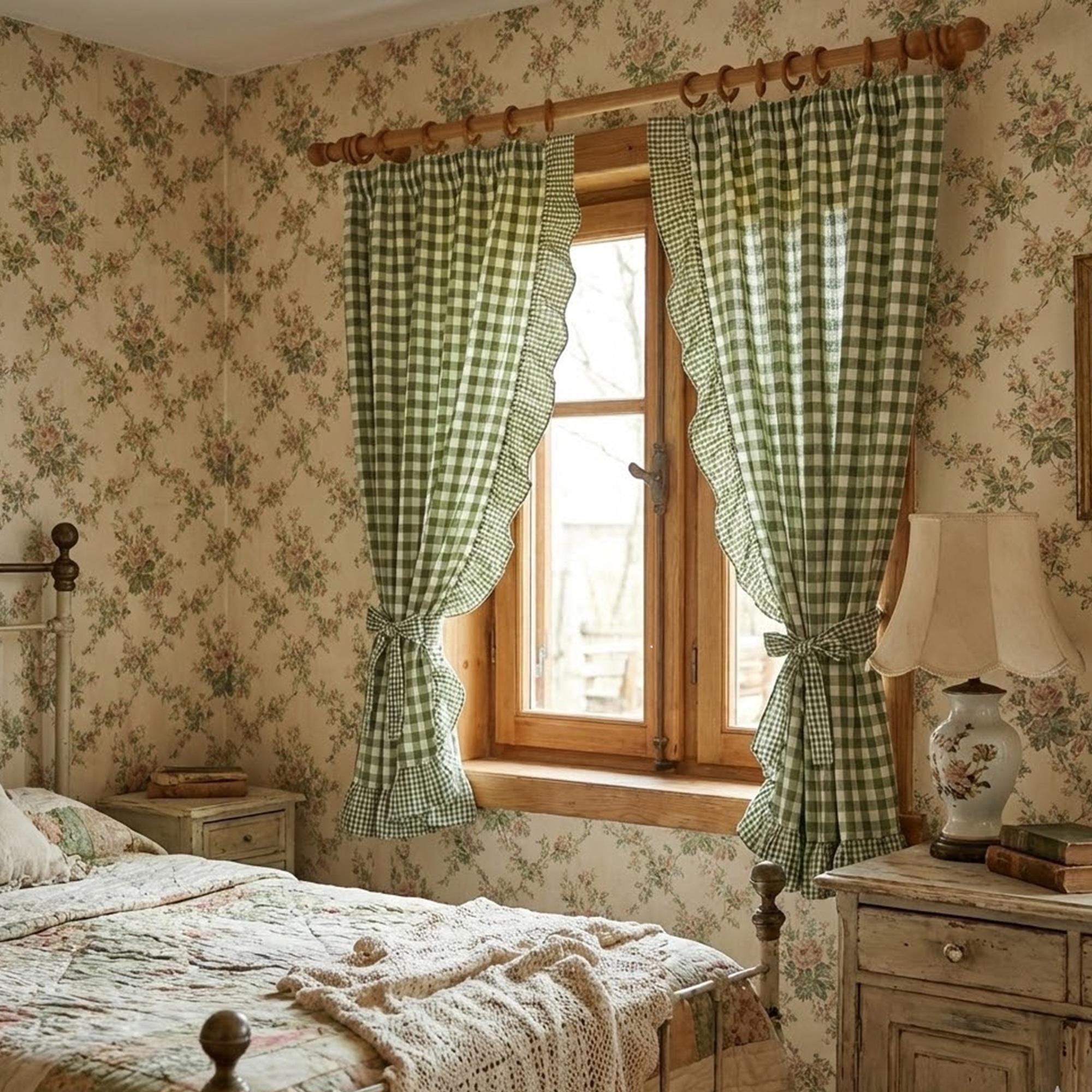 TOPICK Tende Bistrot Shabby Chic 65x60 Cm – 2 Pezzi, Blu Su Beige, Con Motivo Toile De Jouy - 2