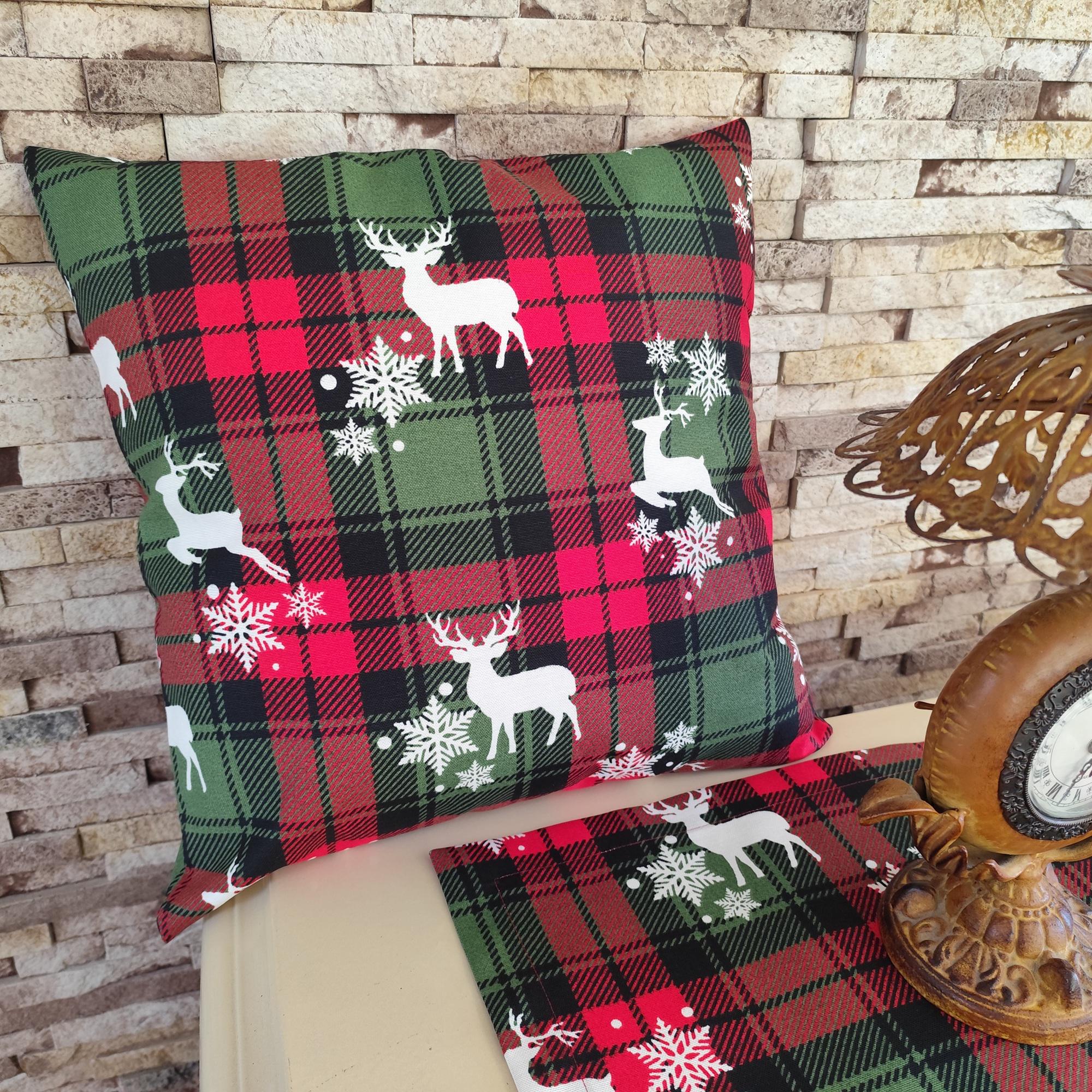Federa per cuscino natalizio a quadri con fiocchi di neve, decorazioni natalizie, federa per cuscino natalizio in tela di iuta, federe per cuscini, decorazioni a quadri Buffalo, quadri rossi e neri