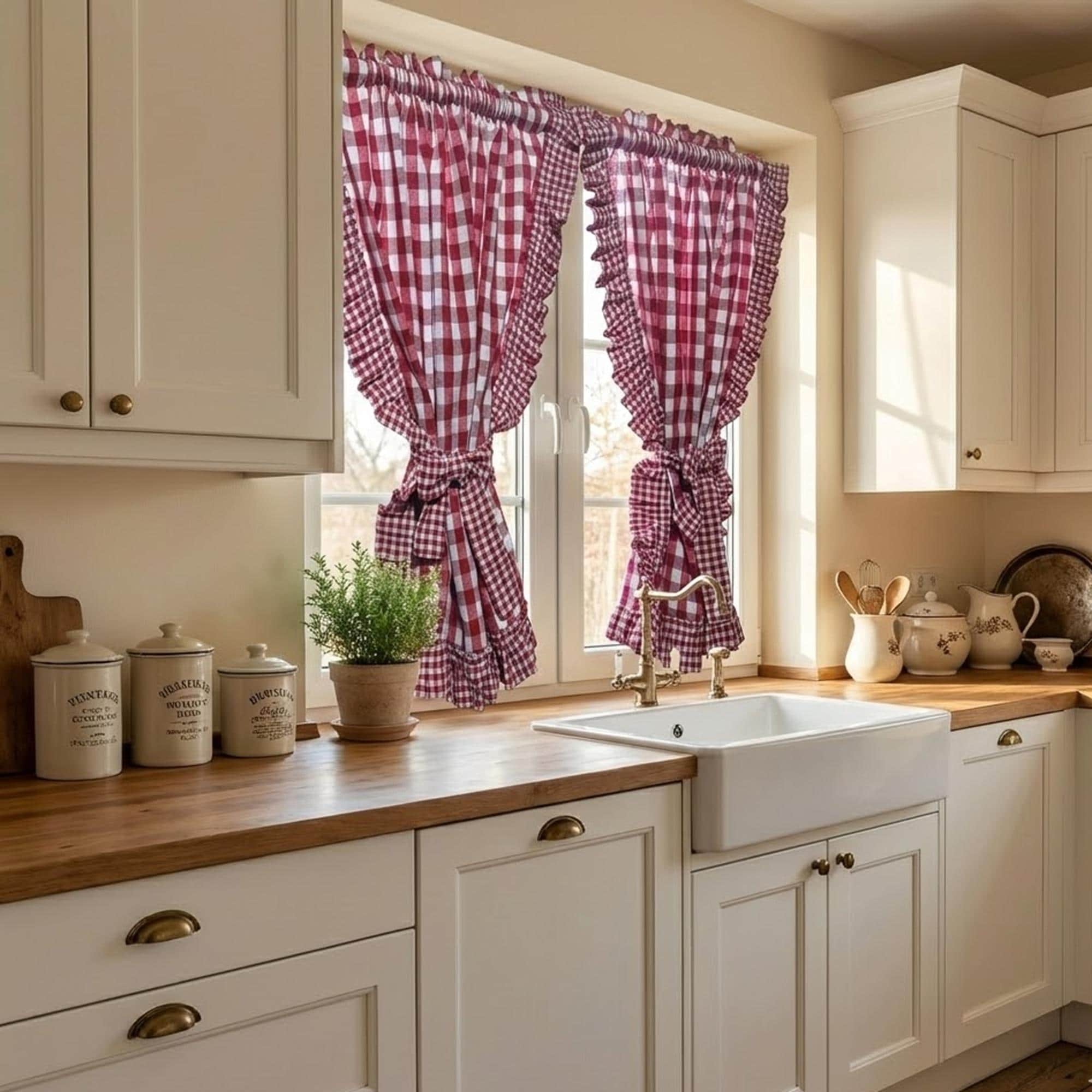 Famiffty Tende Da Cucina Color Vino Rosso 70x94 Cm - 2 Pannelli Con Tasca, Stile Vintage Con Uva E Bicchieri
