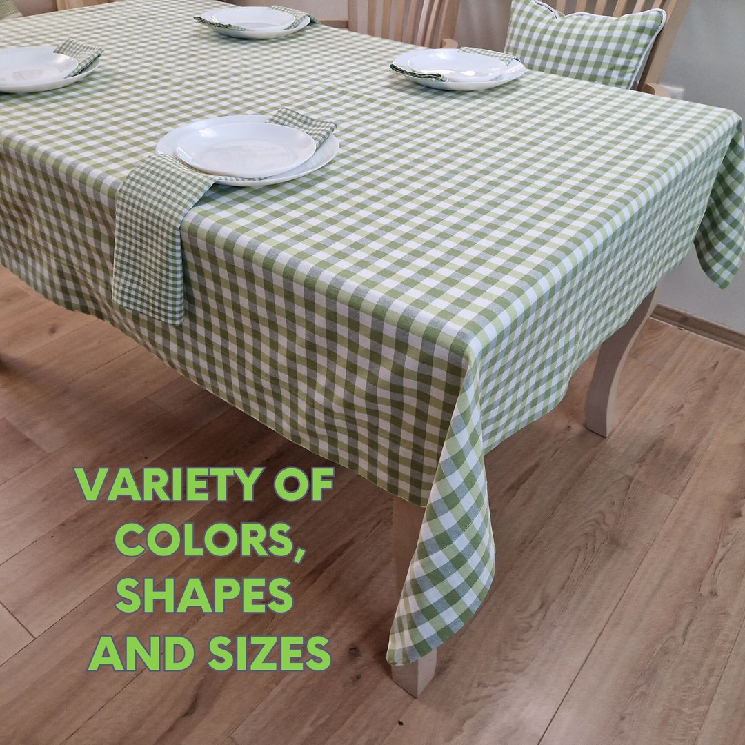 Green Tablecloth Pattern Green Gingham Tablecloth: Cotton Buffalo Plaid Farmhouse Table Cover - Etsy