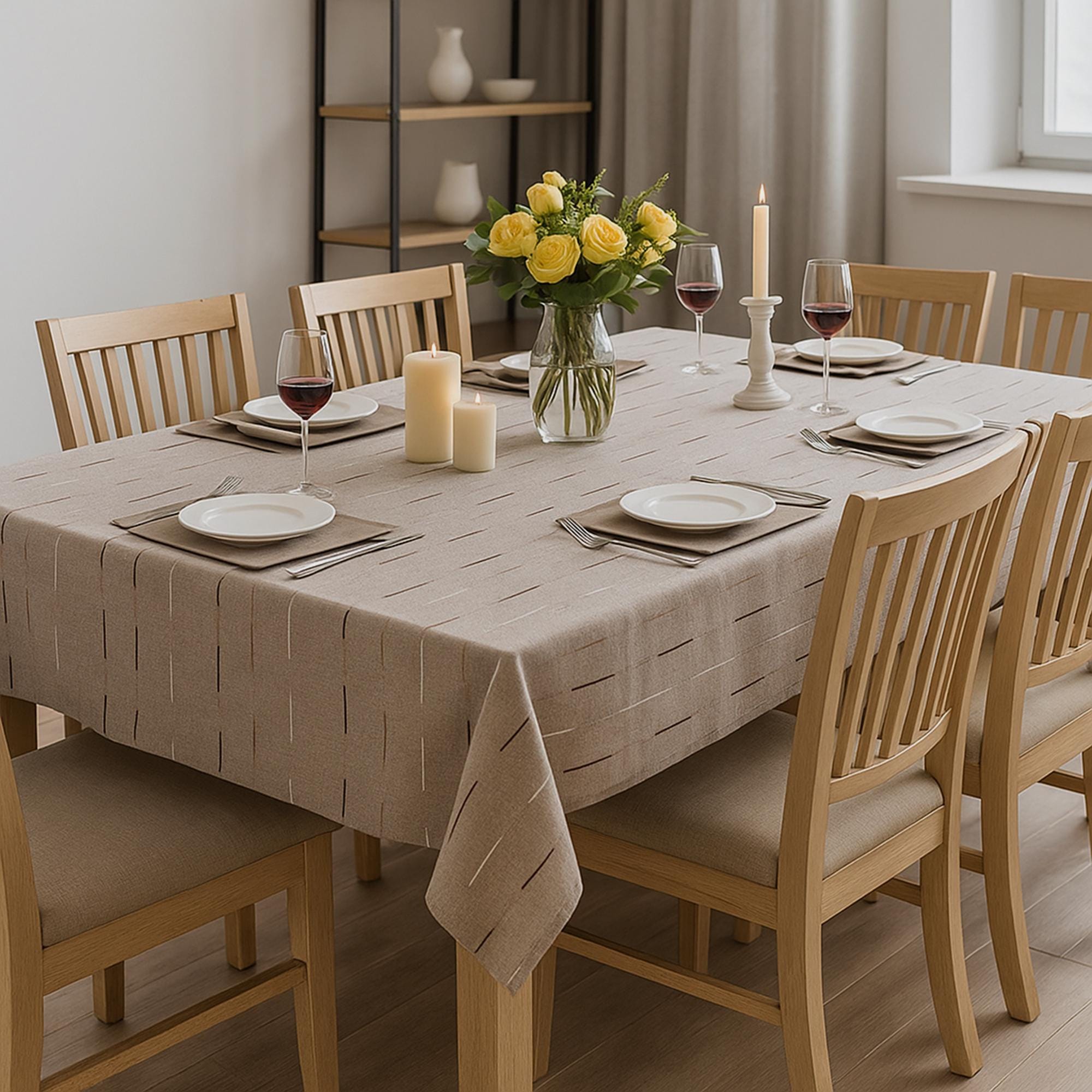 KP Home Tovaglia Plastificata Rettangolare 200x140cm, Grigio Turchese e Bianco Blu Tovaglia Cerata per Tavolo da 6 Posti, Interni ed Esterni, PVC Facile da Pulire, Impermeabile, con Botanico in Foglie