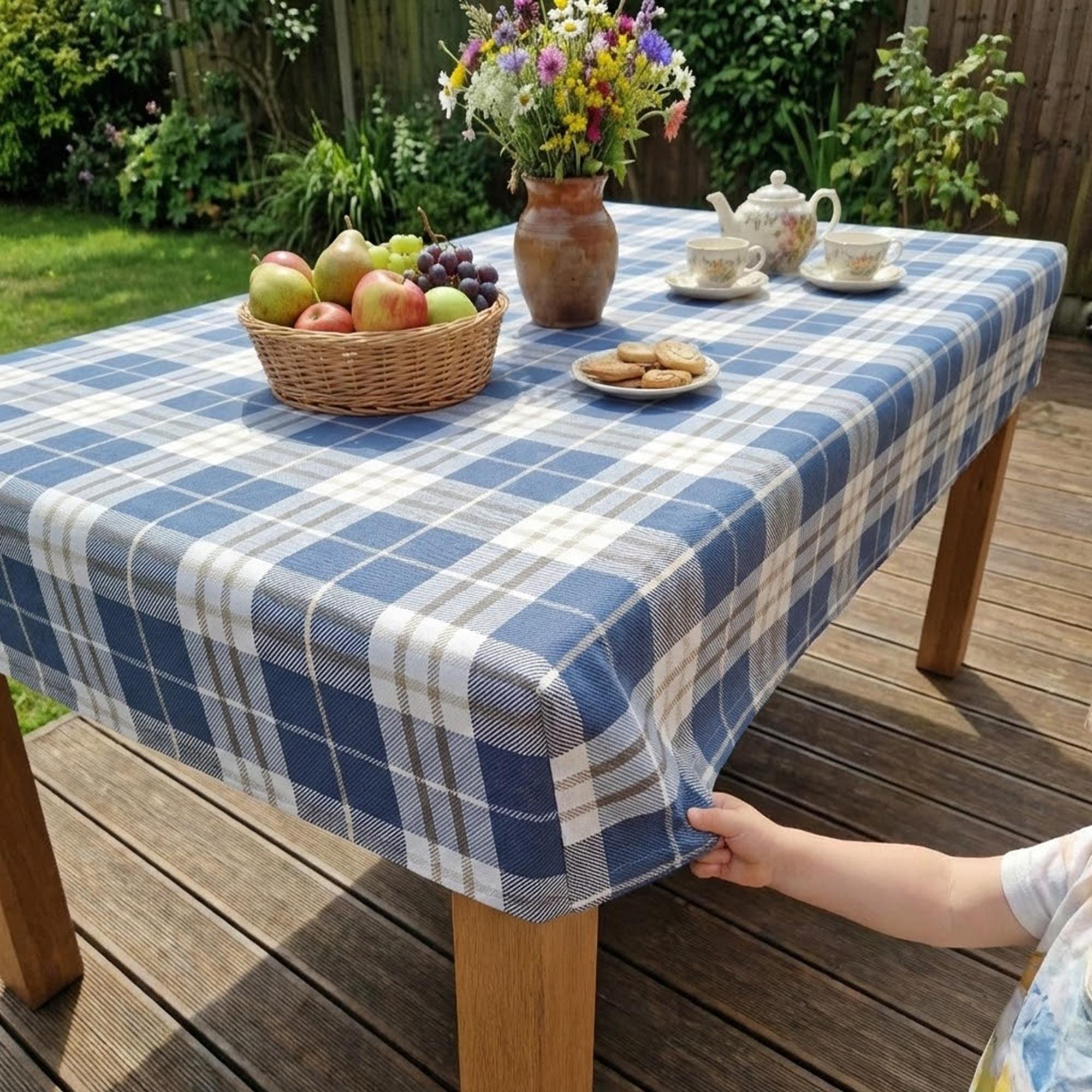 Tovaglia Rettangolare A Quadri Scozzesi 137 Cm | Cotone E Poliestere | Aquazolax - 3