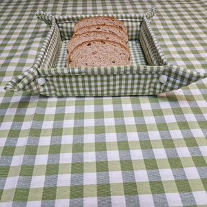 Cestino per servire il pane in tessuto - Idea regalo per la padrona di casa, cestino multiuso in plaid verde fattoria per: tortilla, panini, porta tovaglioli