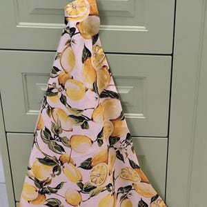 Lemon Tea Towel 100% Soft Cotton, Yellow Citrus Hanging Hand Towels, Bread Warmer Towels, Basket Liner, Mediterranean Summer Kitchen Decor
