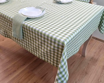 Toalha de mesa xadrez vichy, capa de mesa de algodão sob medida para sala de jantar estilo fazenda, cozinha e festas de fim de ano.