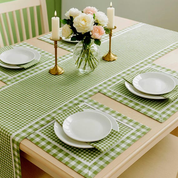 Runner Da Tavola Pasquale Verde Tessuto Jacquard Gobelin Arredo Casa 40