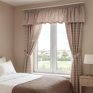 Decotex Tenda A Pannello Con Occhielli Motivo Scacchi – 2 Pannelli 134,6x213,4 Cm, Blu Navy, Cotone E Poliestere