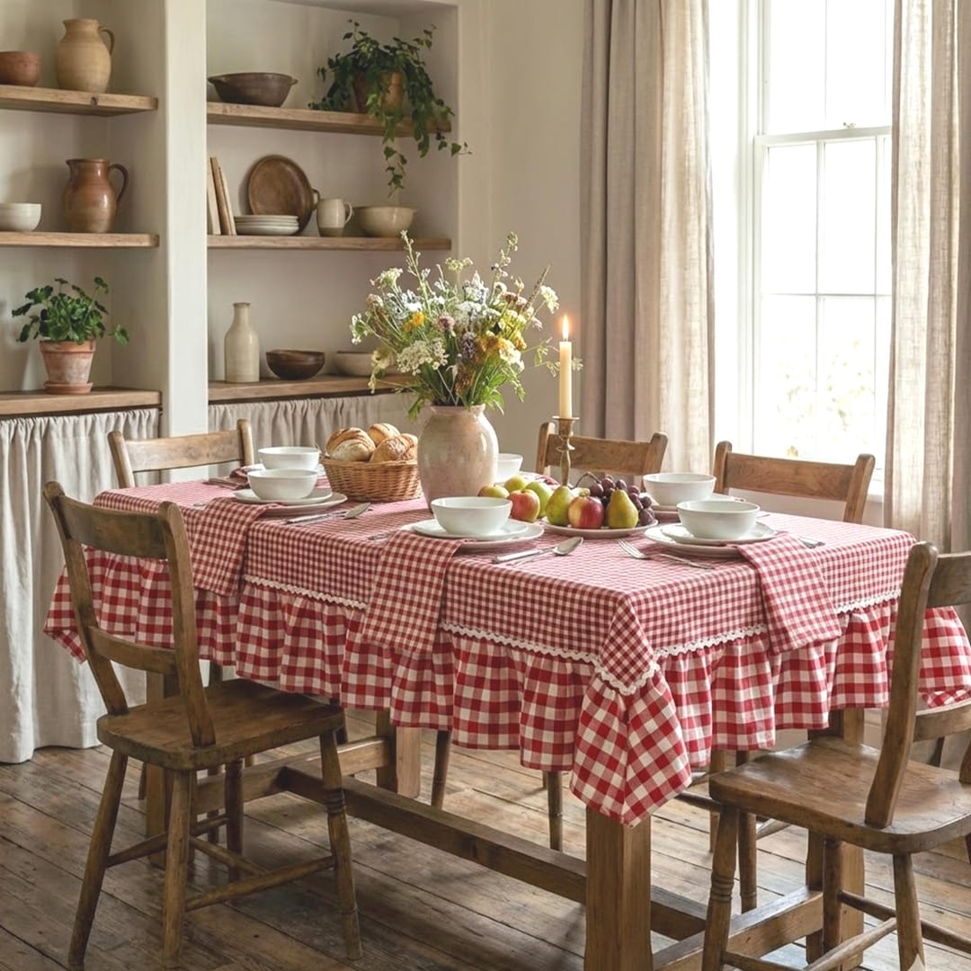 Wolkemer Farmhouse Ovale Tischdecke Rot-weiß Gingham – 152 X 213 Cm, Wasserabweisend Und Knitterfrei