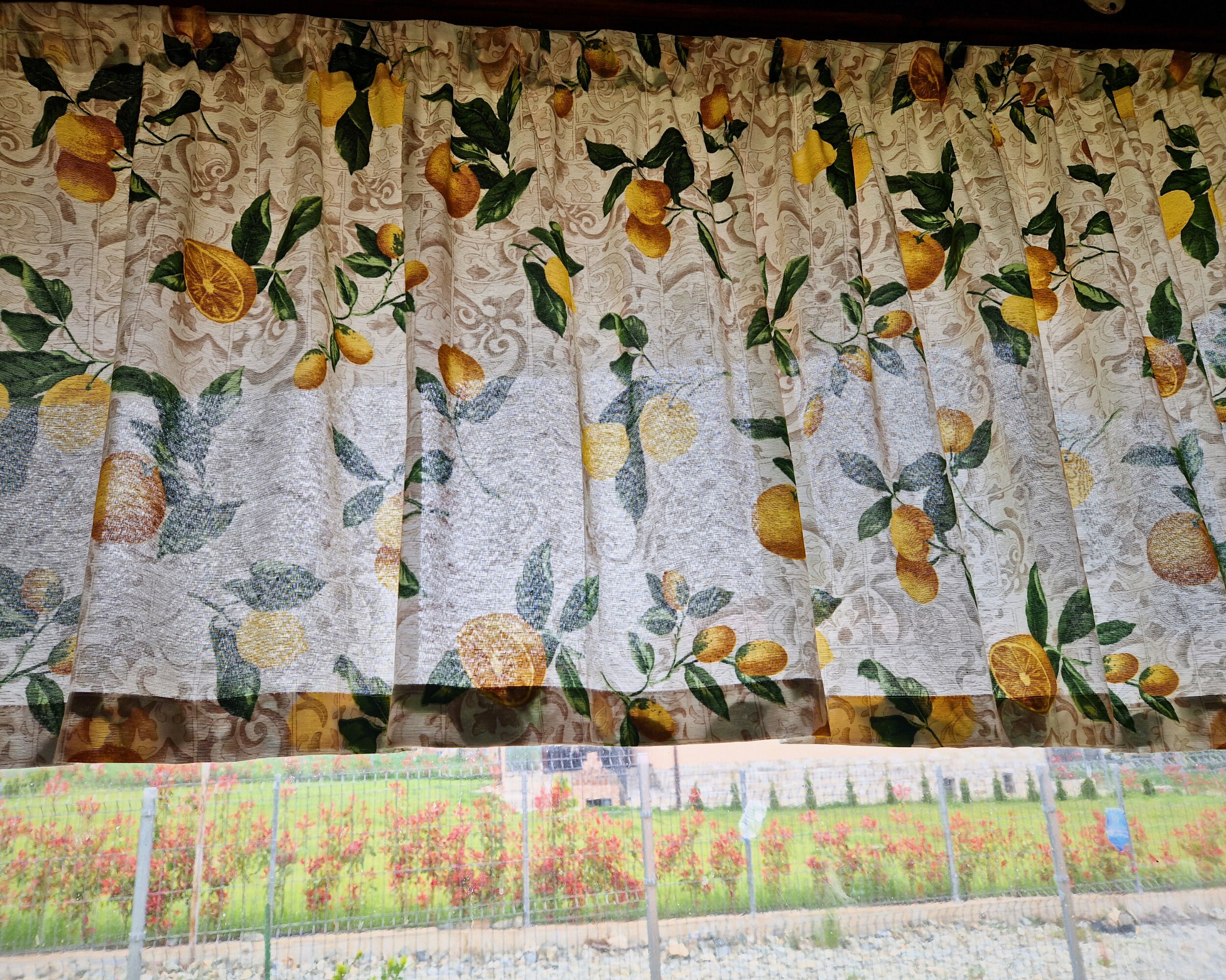 Floral Lemon Short Curtains, Custom Made Curtains, Kitchen Tier