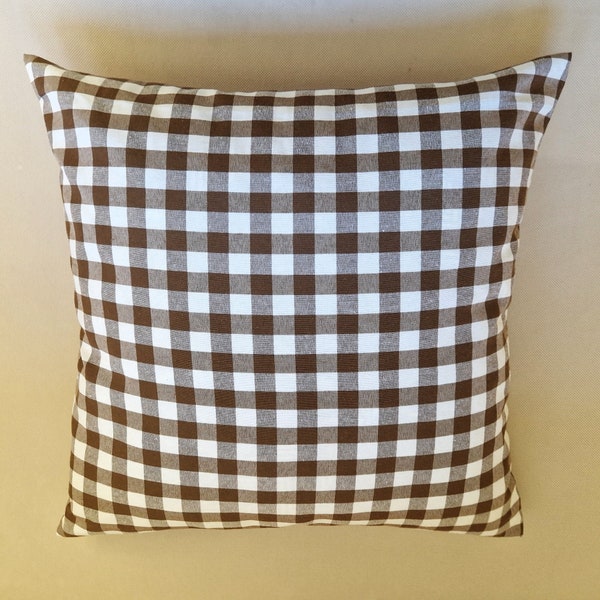 Brown Checkered Pillow Cover, Gingham Plaid Throw Pillow, Custom Size & Color, Buffalo Check Cushion Cover, English Country House Sofa Decor