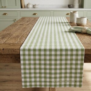 Gingham Table Runner 15 Colors, Plaid Cotton Blend Farmhouse Centerpiece, Custom Extra Long Sizes