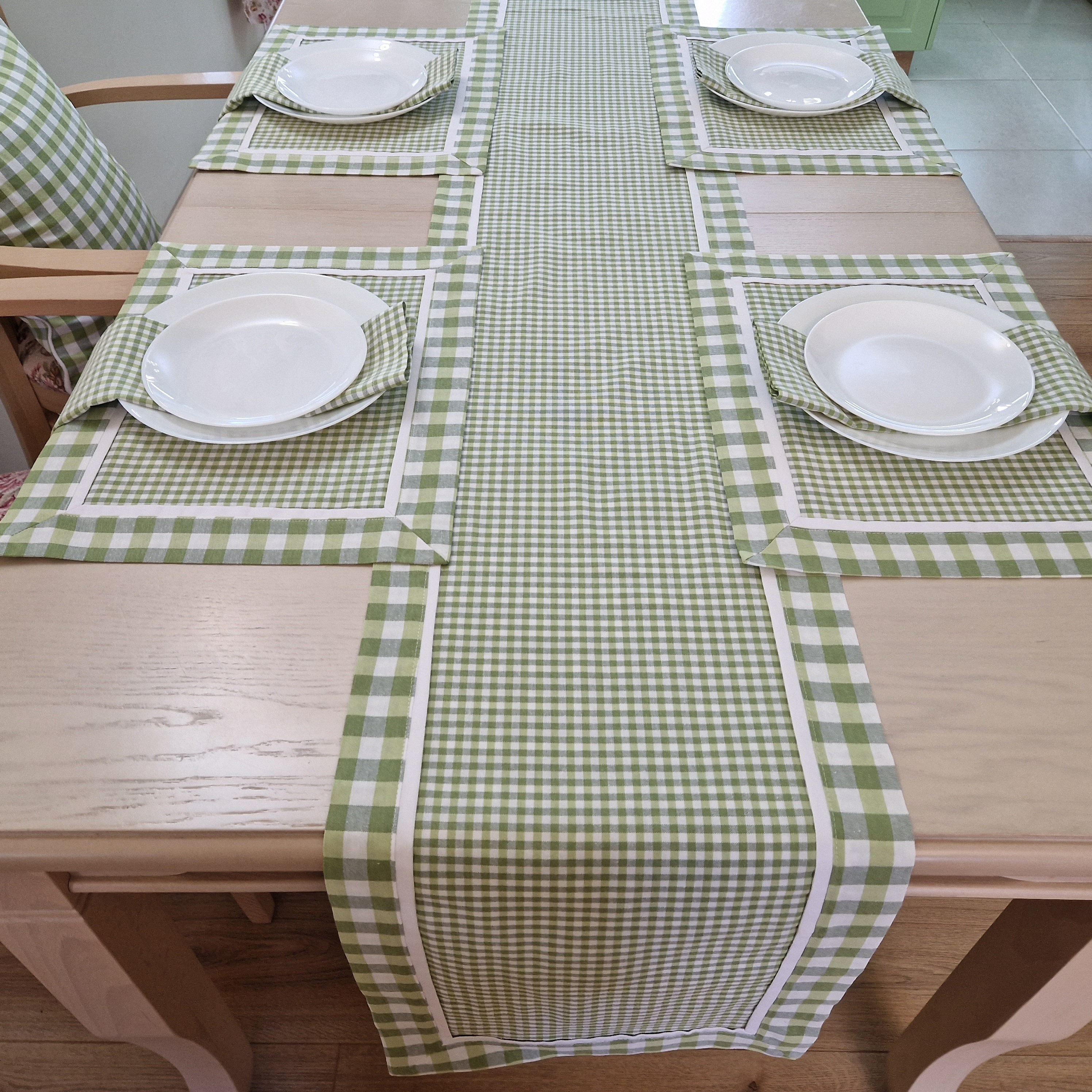 Pink Gingham Table Runner, Custom Size & Colors Buffalo Plaid Runners ...