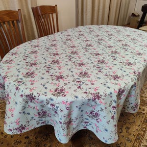 Floral Coated Tablecloth 4 Colors, Custom Size Oval Round Rectangle Square Cotton Table Cloth, Retro Outdoor Waterproof Table Cover