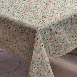 Beige Tischdecke: Benutzerdefinierte Größe, Baumwoll-Mischgewebe, Landhaus-Stil