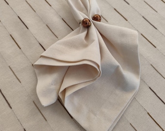 Champagne Cotton Cloth Napkins, Sets of 4-16 Dinner Table Napkins with Mitered Corners
